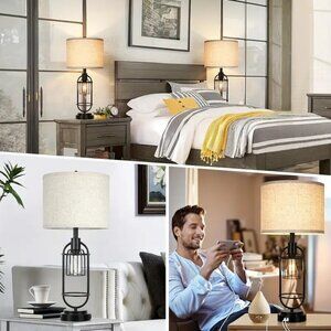 Set Of 2 29” 2-Light Table Lamps w/USB Slots